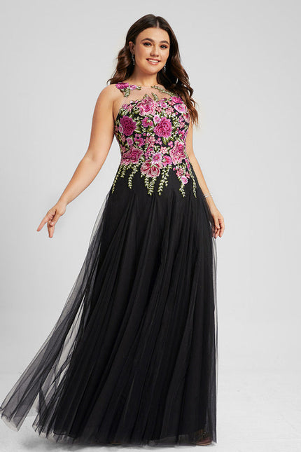 Robe Trapèze En Tulle Noir - gallery 4