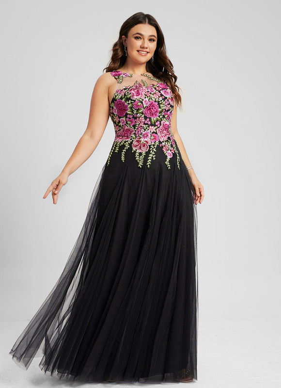 Robe Trapèze En Tulle Noir - gallery 4