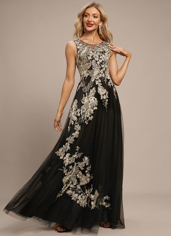 Robe Noire Luxe Tulle Brodé - gallery 2