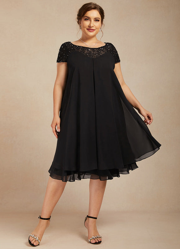 Robe Noire Chic À Dentelle Délicate - gallery 7