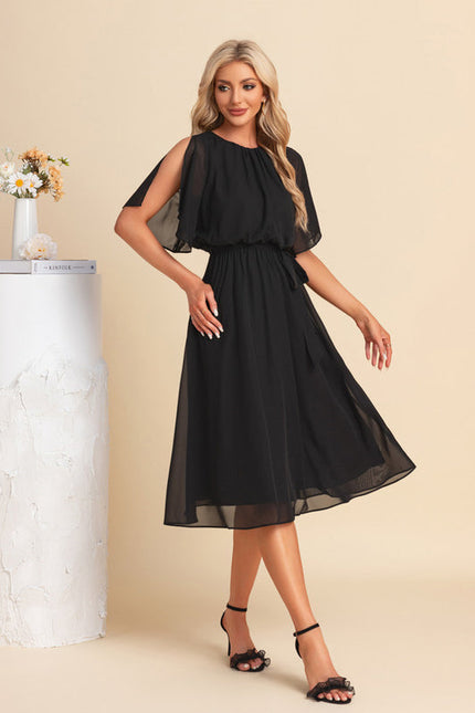 Robe Noire Chic À Manches Légères - gallery 3