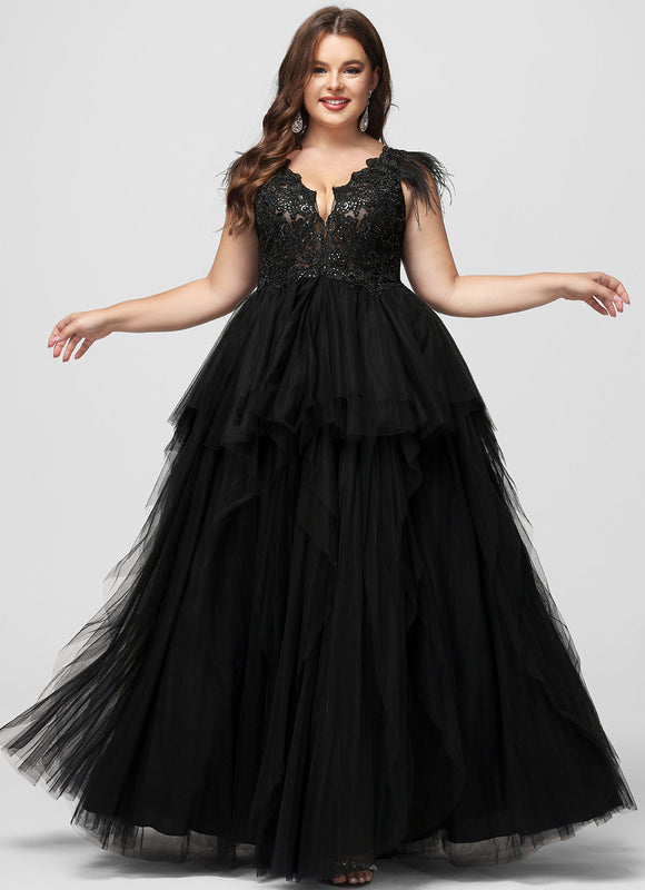 Robe De Bal Tulle Plumes Élégante - gallery 6