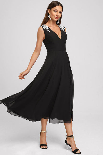 Robe Noire Luxe À Appliques - gallery 4