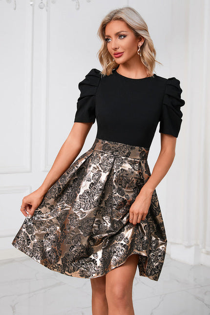 Robe Trapèze Dorée Élégante Chic - gallery 4