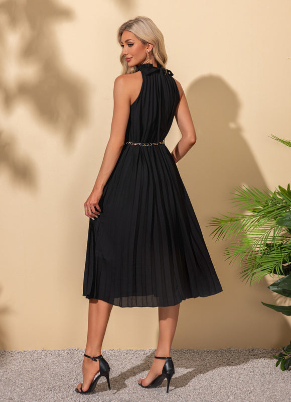Robe Longue Plissée Noire - gallery 3