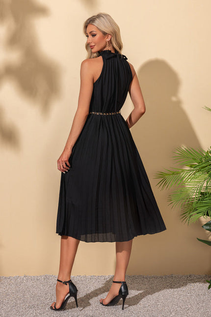 Robe Longue Plissée Noire - gallery 3