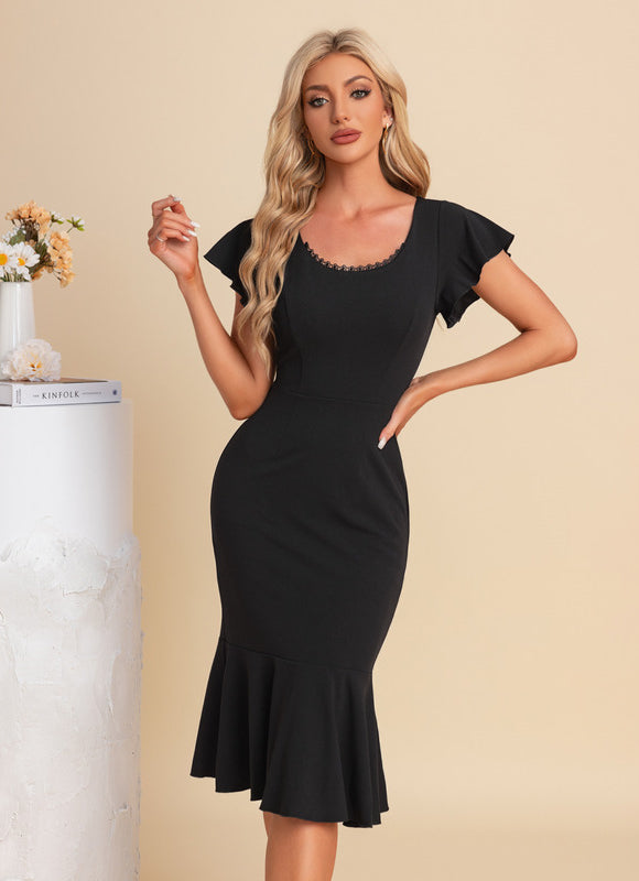 Robe Noire À Volants Élégante - gallery 1