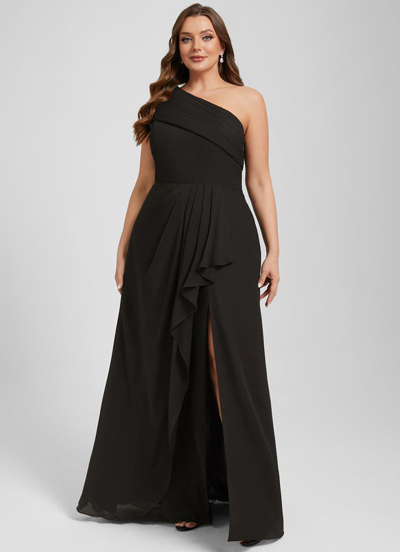 Robe Asymétrique Chic À Fente - gallery 9