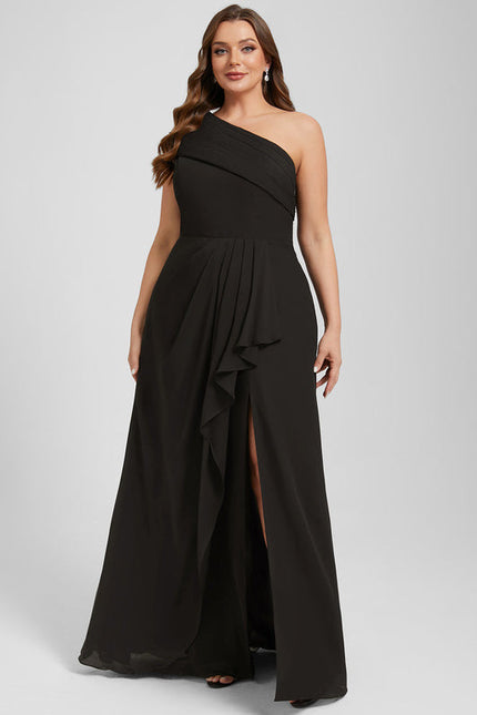 Robe Asymétrique Chic À Fente - gallery 9