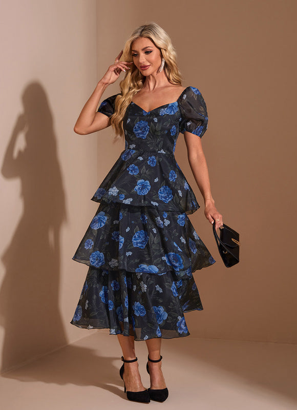 Robe Noire Luxe À Fleurs - gallery 3