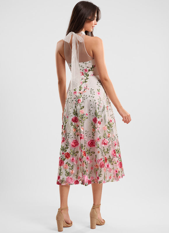 Robe Trapèze Florale Noire - gallery 6