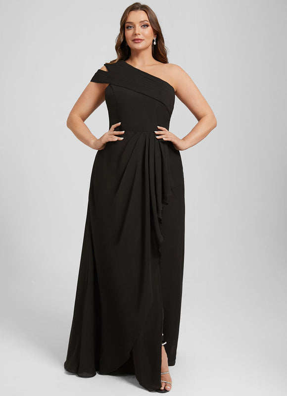 Robe Asymétrique Chic À Fente - gallery 7