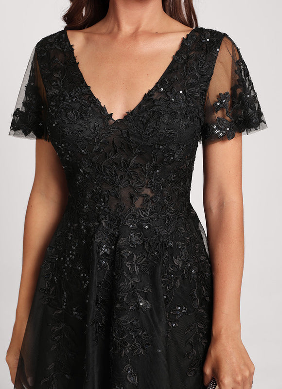 Robe Cocktail Tulle Brodée Élégante - gallery 3