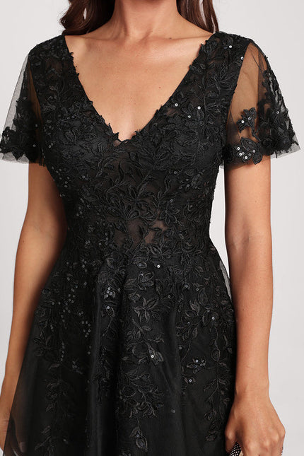 Robe Cocktail Tulle Brodée Élégante - gallery 3