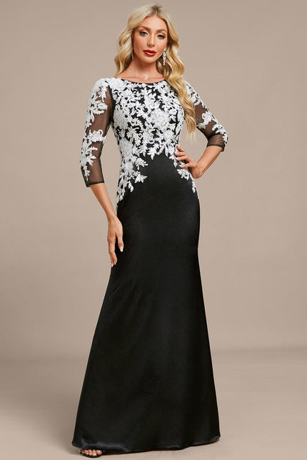 Robe Élégante Satinée À Manches - gallery 5