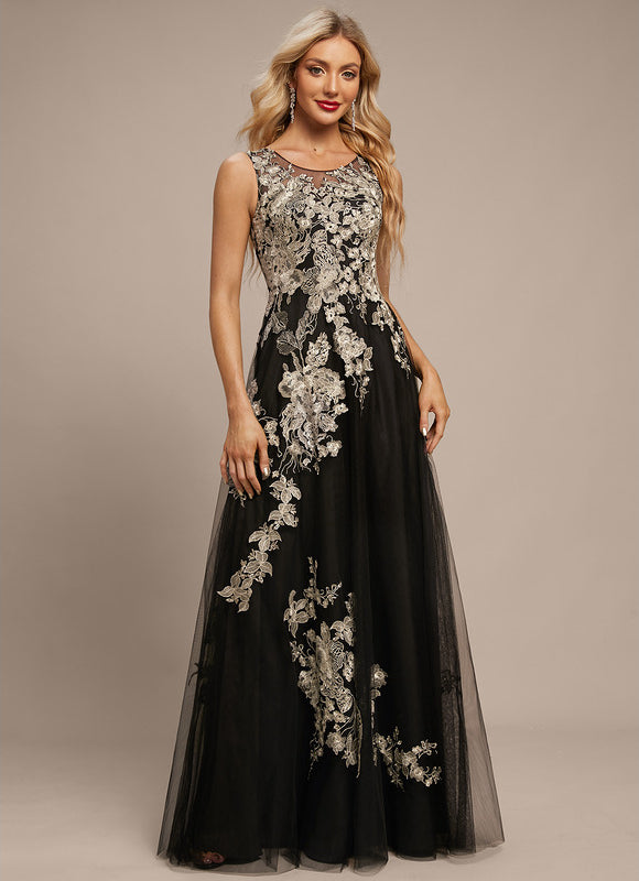 Robe Noire Luxe Tulle Brodé - gallery 4