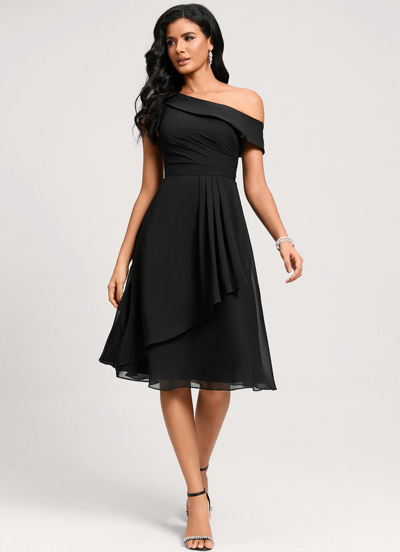 Robe Noire Asymétrique Chic - gallery 1