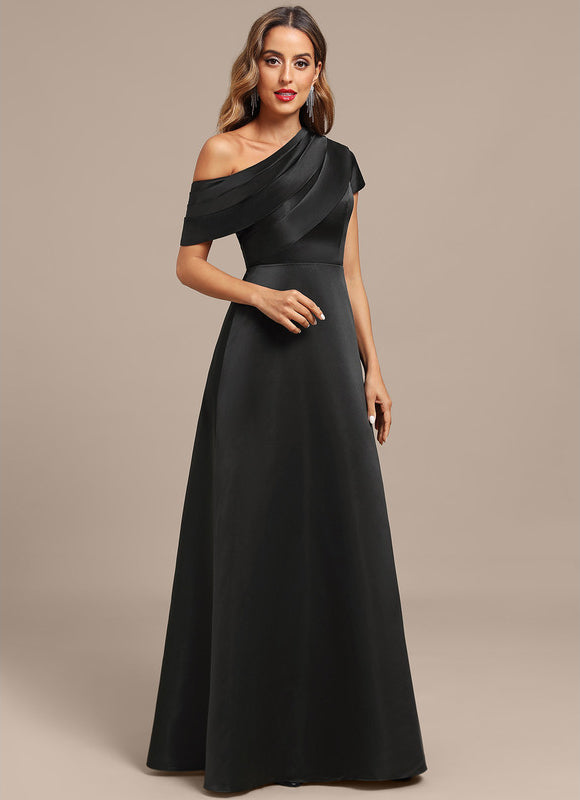Robe Satinée Asymétrique Élégante Longue - gallery 3