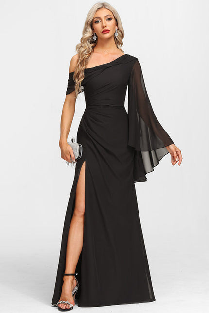 Robe Fourreau Asymétrique Élégante Noire