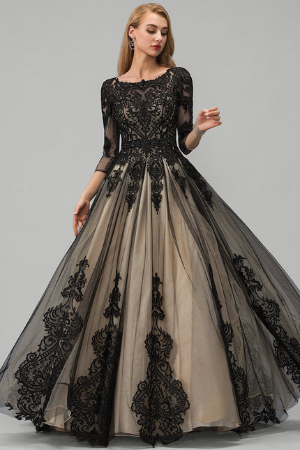 Robe De Bal Tulle Brodé Noir - gallery 2