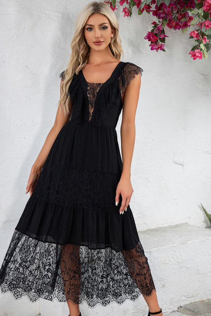 Robe Noire Luxe Dentelle Transparente