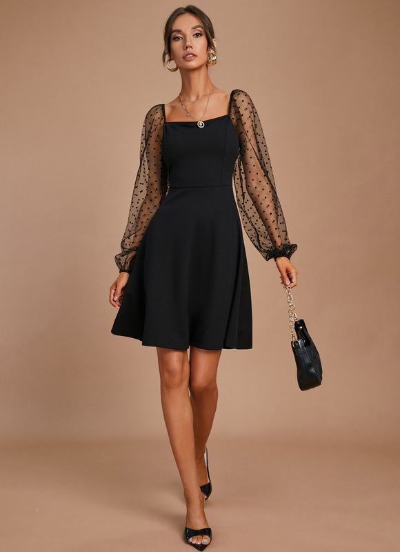 Robe Noire À Manches Transparentes - gallery 3