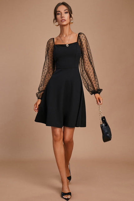 Robe Noire À Manches Transparentes - gallery 3