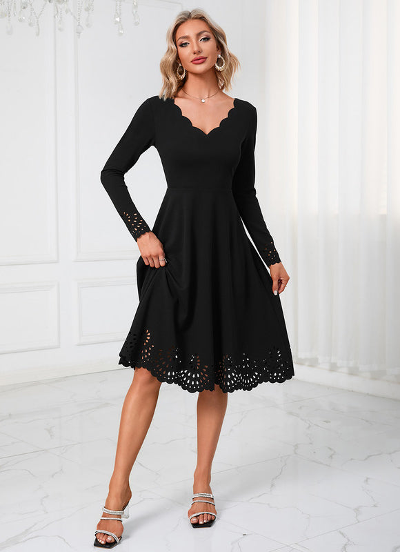 Robe Noir Col Bateau - gallery 3