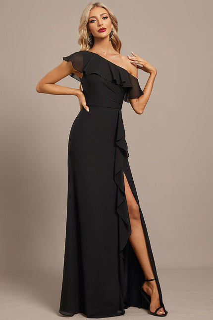 Robe Noire Luxe À Volants - gallery 5