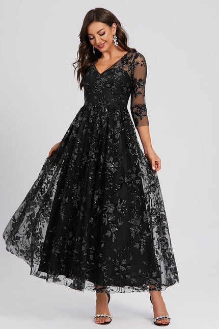 Robe Trapèze En Dentelle Florale - gallery 1