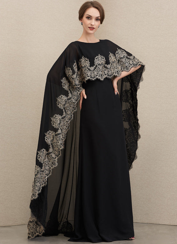 Robe Élégante Avec Cape Brodée - gallery 2