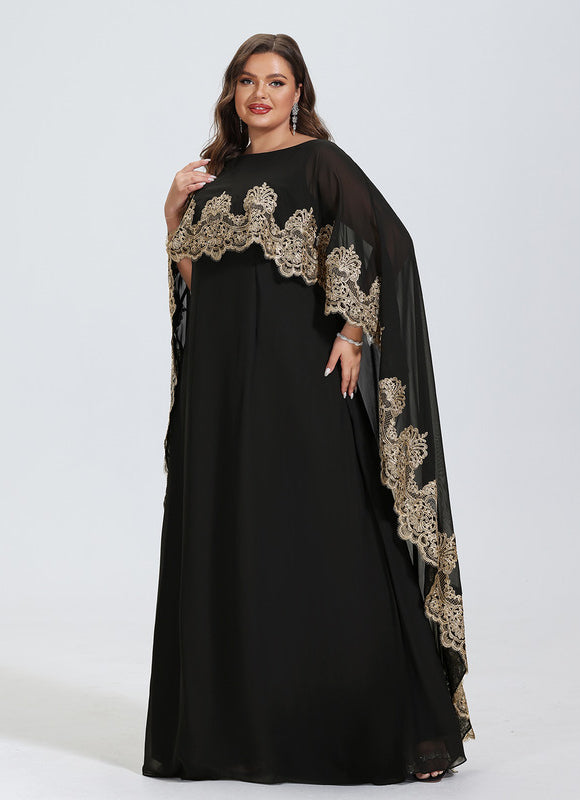 Robe Élégante Avec Cape Brodée - gallery 5