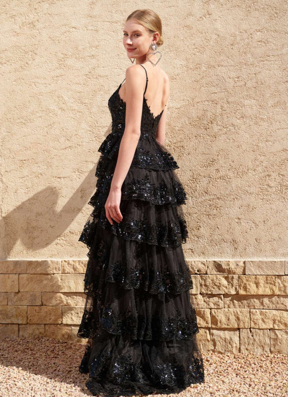 Robe De Bal À Volants Scintillants - gallery 6