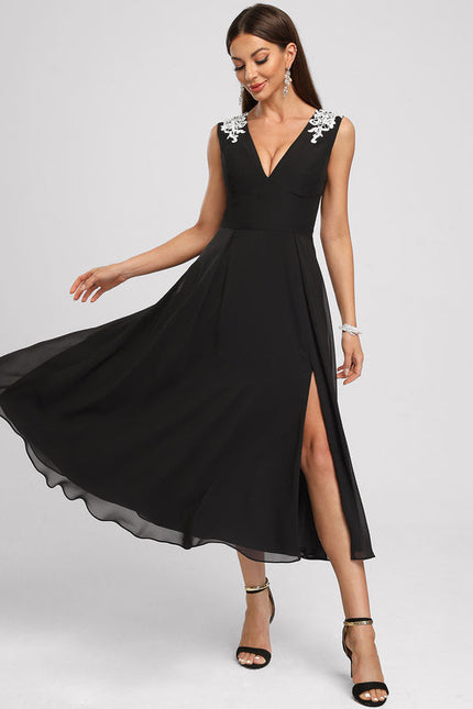 Robe Noire Luxe À Appliques - gallery 3