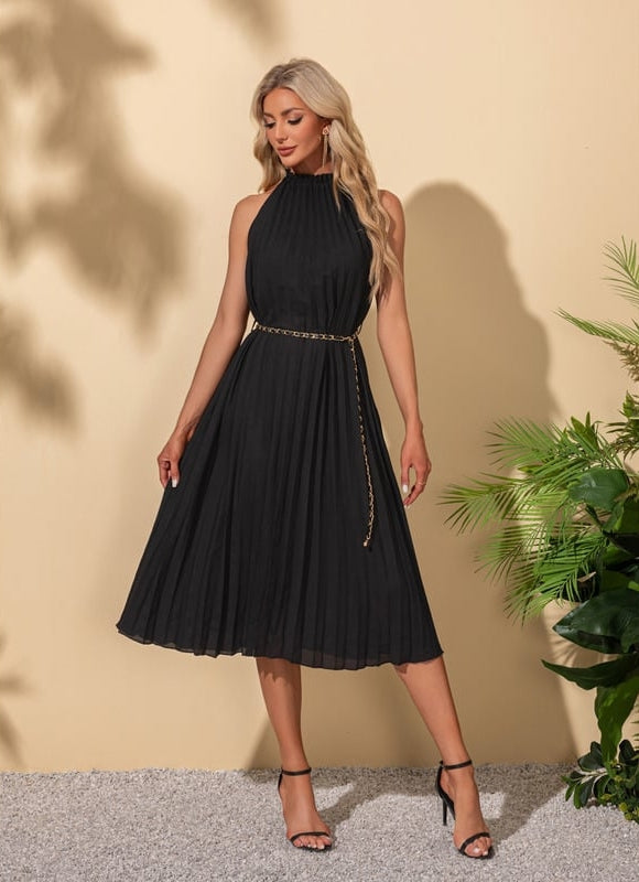 Robe Longue Plissée Noire