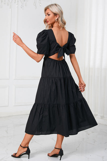 Robe Noire Plissée Élégante - gallery 2