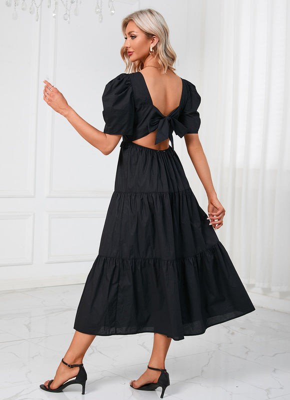 Robe Noire Plissée Élégante - gallery 2