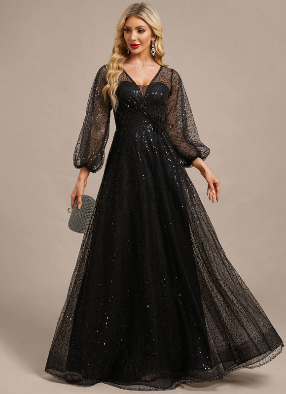 Robe Noire Paillette Élégante - gallery 4