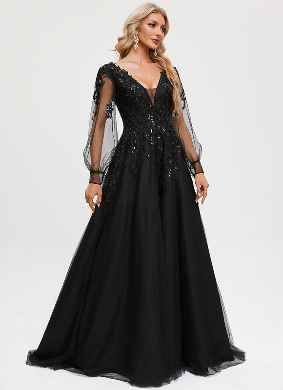 Robe De Bal En Tulle Scintillant - gallery 6