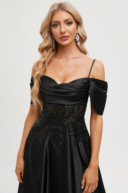 Robe De Bal Satinée À Fente - gallery 4