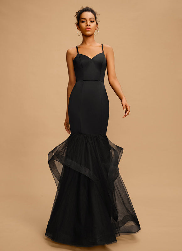 Robe Sirène Chic En Tulle Noir - gallery 3