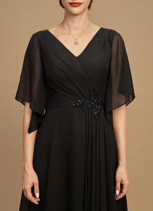 Robe Noire Luxe Satinée À Manches. - gallery 2