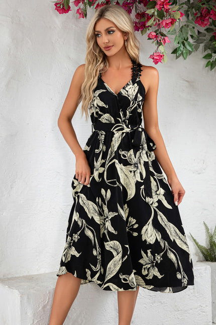 Robe Fleurie Chic Col V Midi - gallery 5