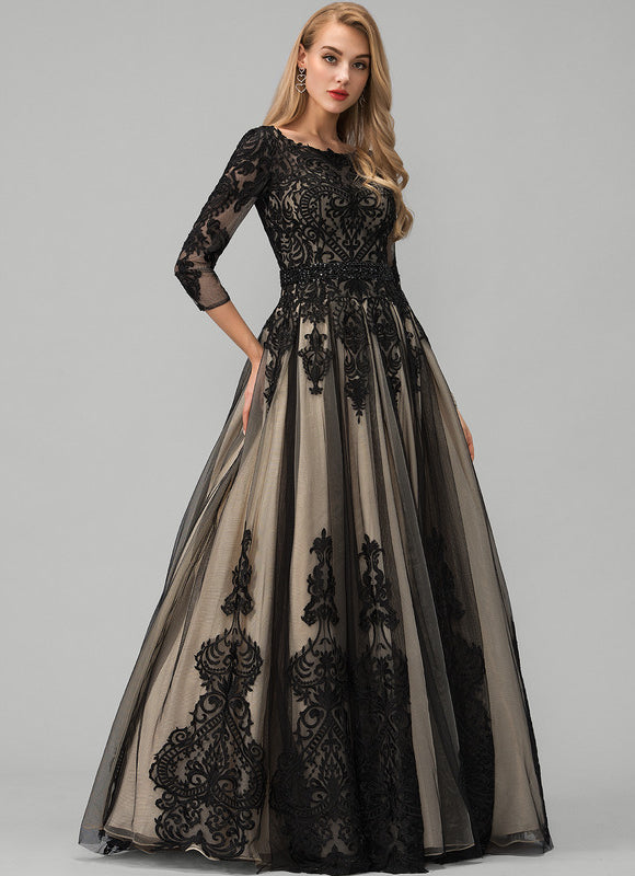 Robe De Bal Tulle Brodé Noir