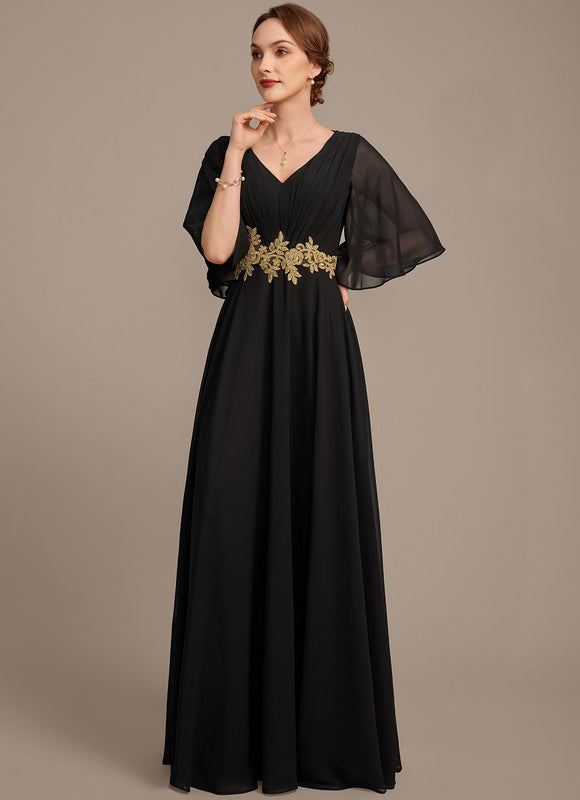 Robe Noire Luxe À Appliques Dorées - gallery 3
