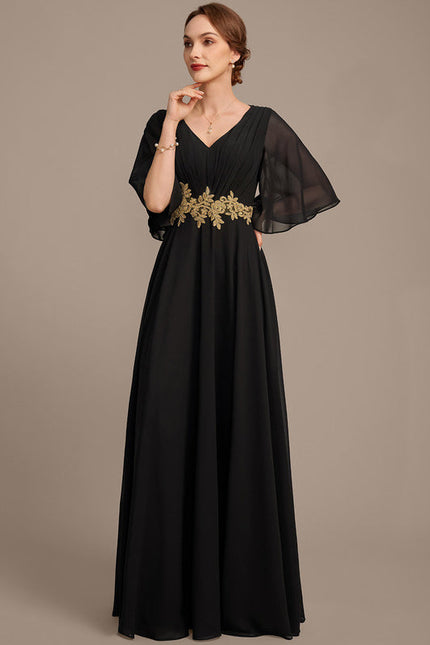 Robe Noire Luxe À Appliques Dorées - gallery 3