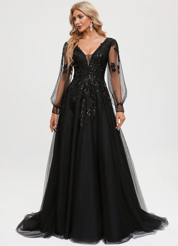 Robe De Bal En Tulle Scintillant - gallery 1