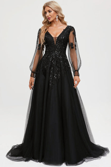 Robe De Bal En Tulle Scintillant - gallery 1