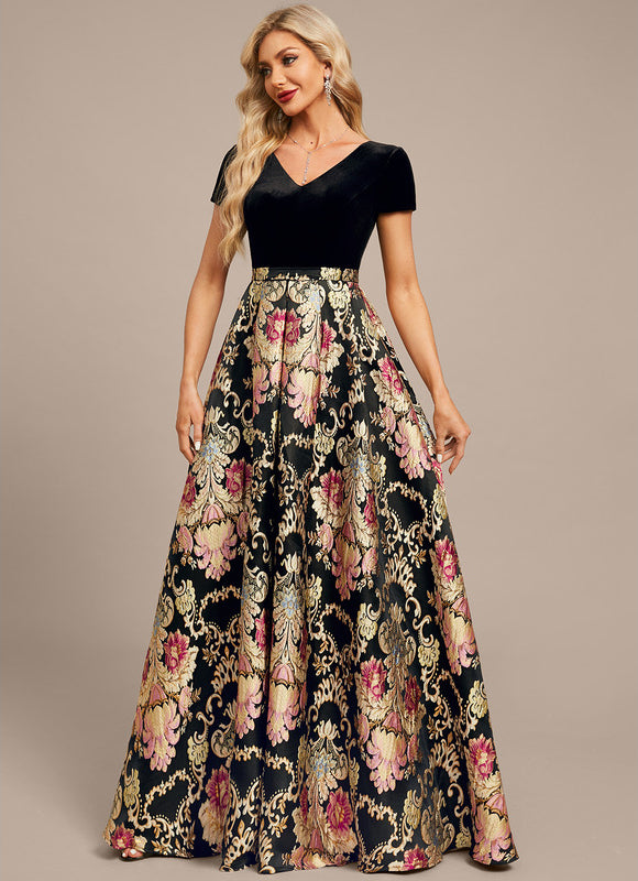 Robe Trapèze Velours Floral Chic - gallery 4