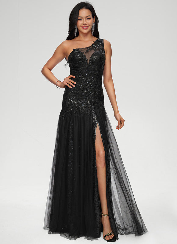 Robe Noire Luxe À Traîne - gallery 4